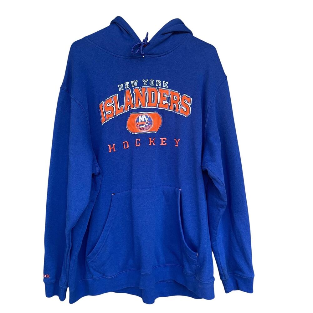 New York Islanders Hoodie Mens 2XL Blue NHL Hockey Pullover Reebok Face Off